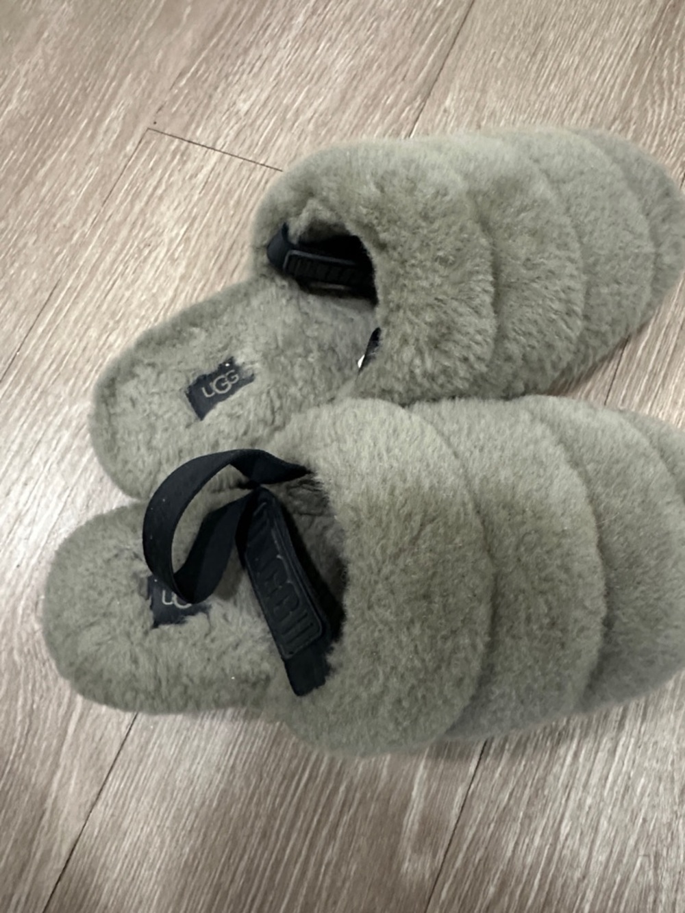 UGG Quilted Shearling Slide Slippers in Sage